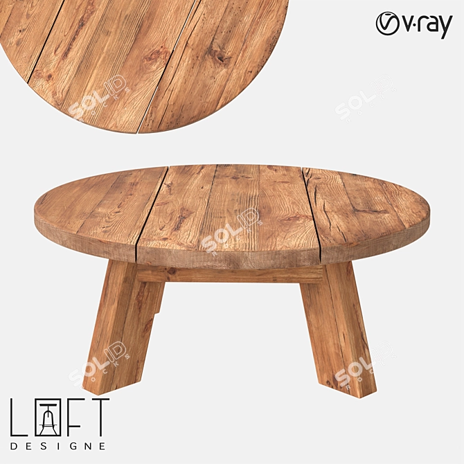 Contemporary Wooden Coffee Table 3D model image 1