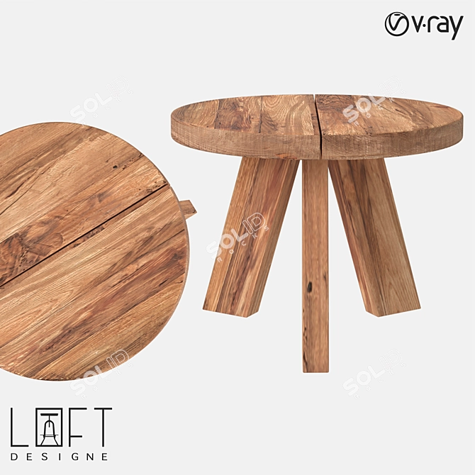 LoftDesign 60201 Wooden Coffee Table 3D model image 1