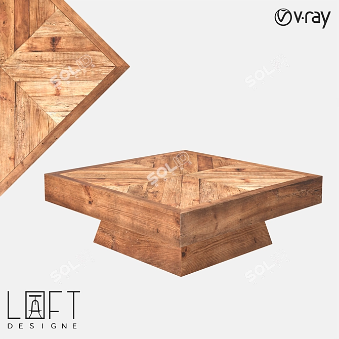 Elegant Wooden Coffee Table 3D model image 1