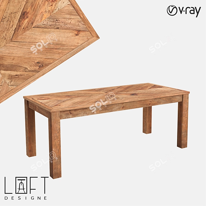 Modern Wooden Table: LoftDesigne 60208 3D model image 1