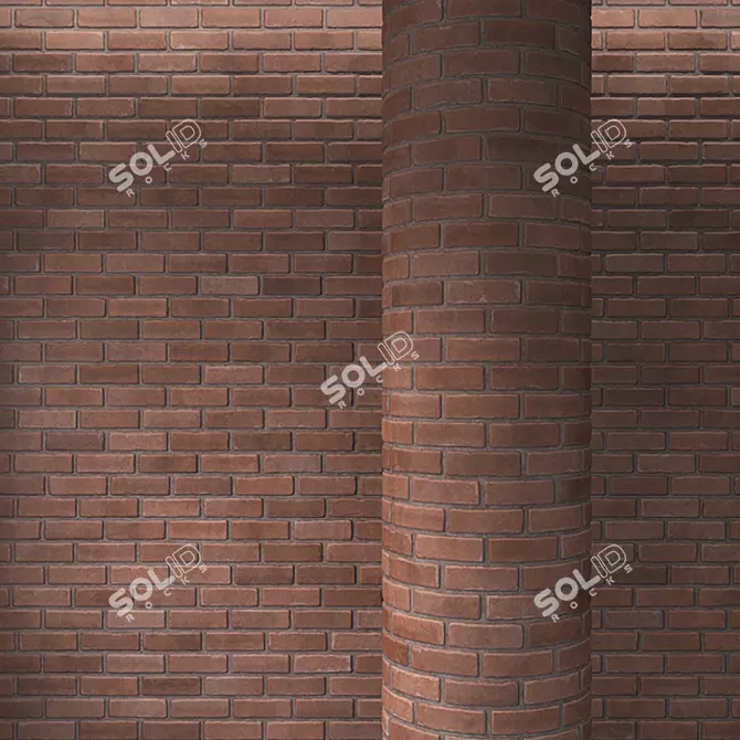 Brick Red Masonry: Detailed Textures 3D model image 1