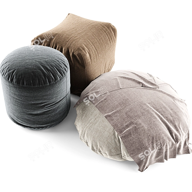 Cozy Comfort: Bean Bag & Pouf 3D model image 2