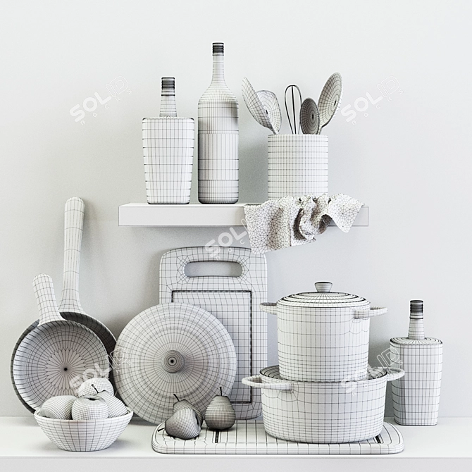 Charming Kitchen Decor Set 3D model image 2