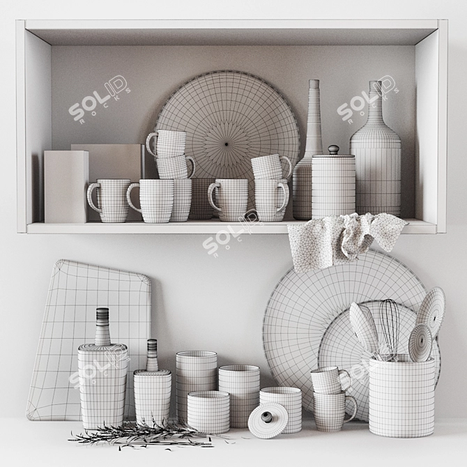 Elegant Kitchen Decor Set 3D model image 2