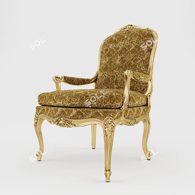 Golden Wood Armchair 3D model image 3