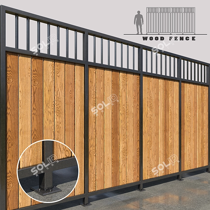 Natural Wood Fence: Durable and Stylish 3D model image 1