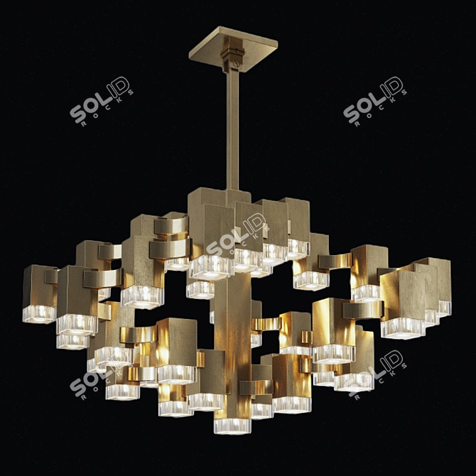 Luxury Cubic Chandelier by Sciolari 3D model image 1