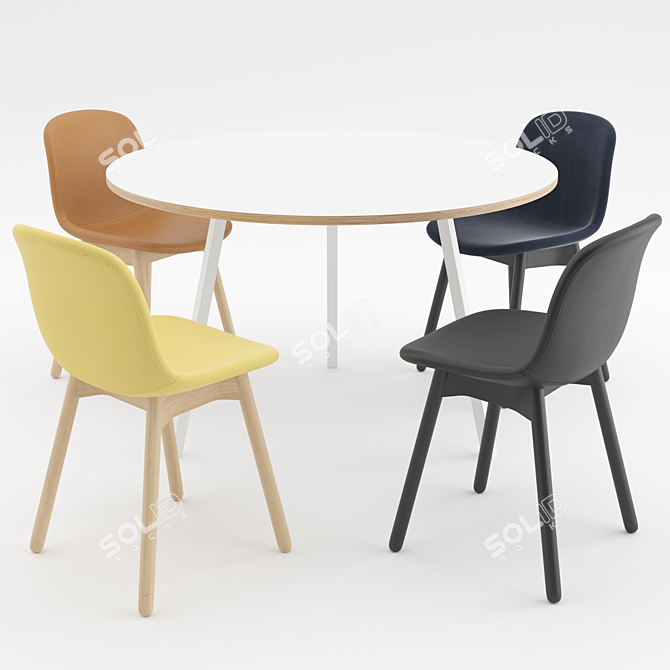 Sleek and Modern: Neu 13 Chair + Loop Stand Round by HAY 3D model image 2