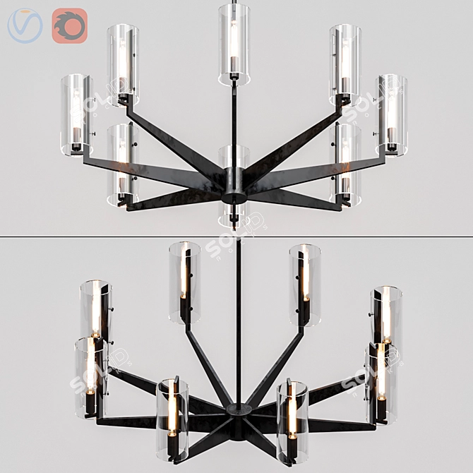 Elegant Round Vendome Chandelier 3D model image 1