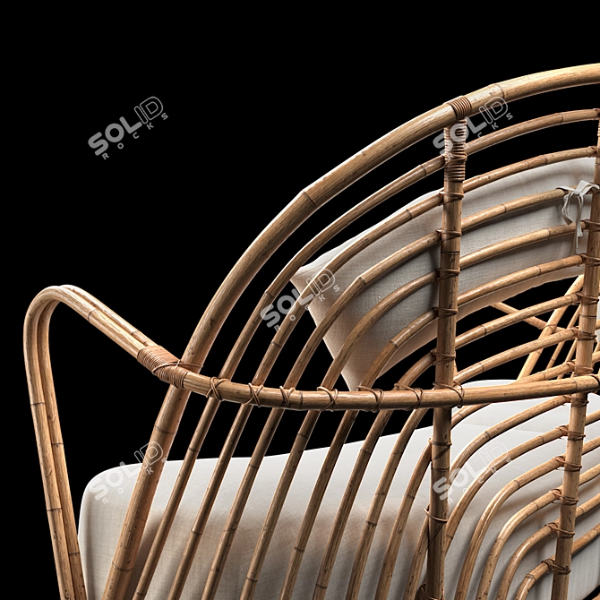 Danish Curved Rattan Sofa: Timeless Elegance & Comfort 3D model image 2