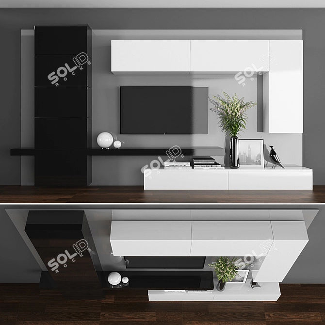 Sleek TV Stand Set 071 3D model image 1