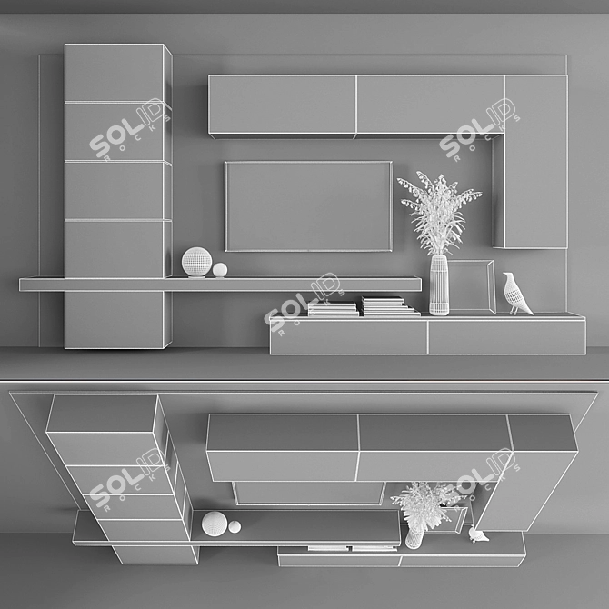 Sleek TV Stand Set 071 3D model image 3