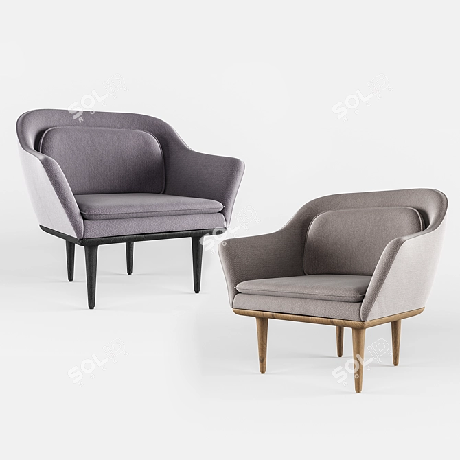 Elegant Upholstered Armchair 3D model image 1