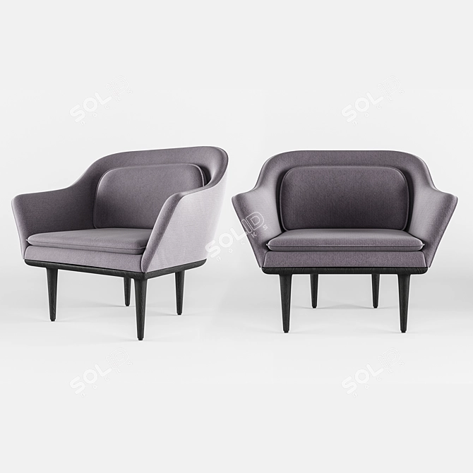 Elegant Upholstered Armchair 3D model image 2