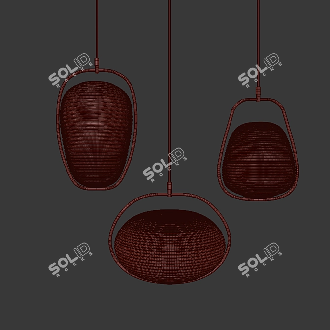 Nordic Elegance: Round Glass Chandelier 3D model image 2