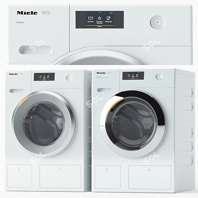 Miele Washing Machines Set: WWV 980 WPS WhiteEdition & WCR 890 WPS ChromeEdition 3D model image 1