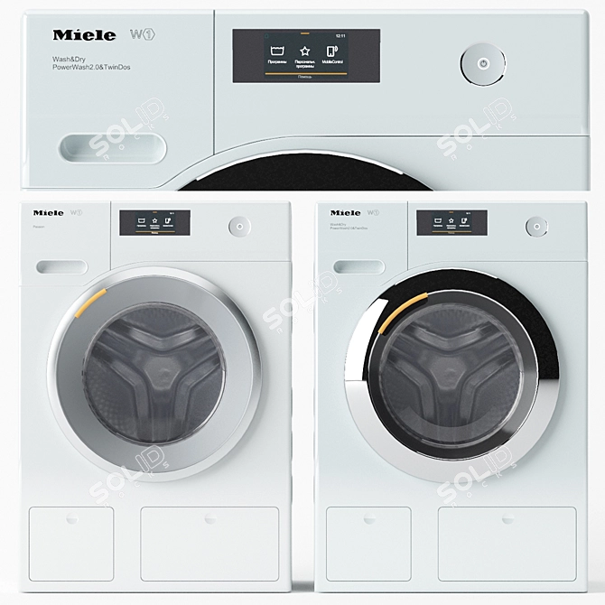 Miele Washing Machines Set: WWV 980 WPS WhiteEdition & WCR 890 WPS ChromeEdition 3D model image 2