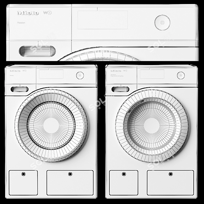 Miele Washing Machines Set: WWV 980 WPS WhiteEdition & WCR 890 WPS ChromeEdition 3D model image 3