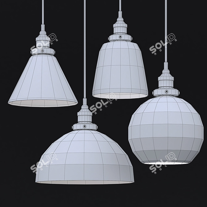 Vintage Edison Style Pendant Light 3D model image 2