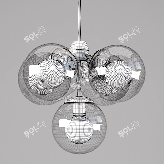 Elegant Modo Chandelier: 5 Globes 3D model image 2