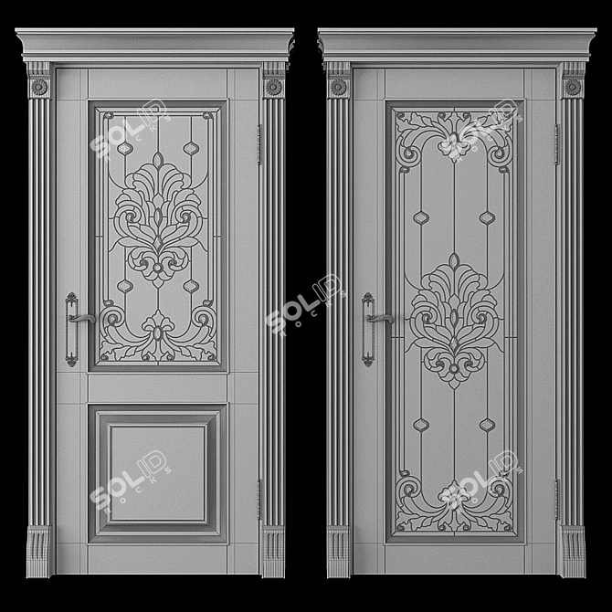 Elegant Stained Glass Door 3D model image 2