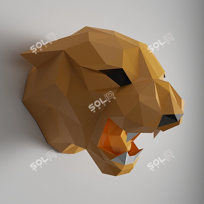 Tiger Head 3D Paper Sculpture 3D model image 1