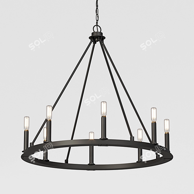 Elegant Iron Ring Chandelier 3D model image 1