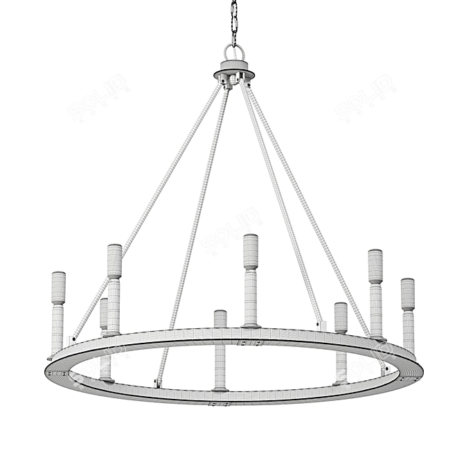 Elegant Iron Ring Chandelier 3D model image 3