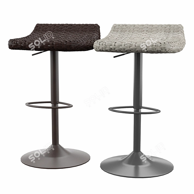 Sleek Steel Alfonso Bar Stool 3D model image 1