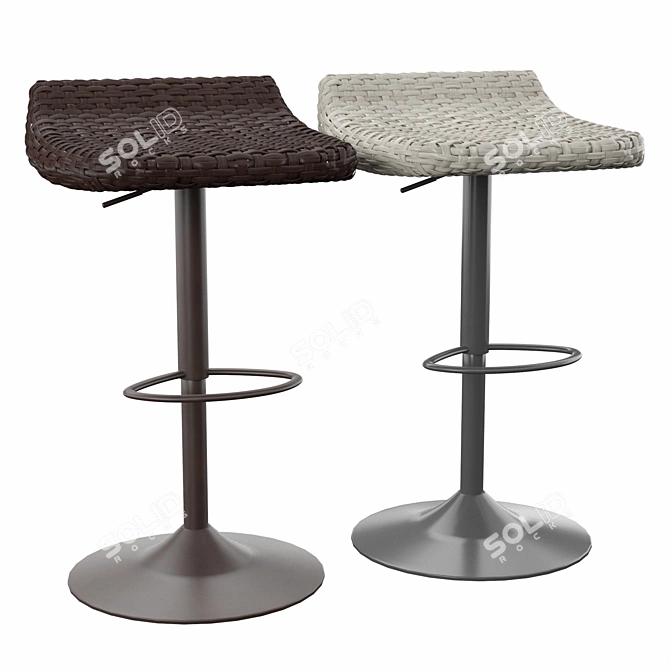 Sleek Steel Alfonso Bar Stool 3D model image 2