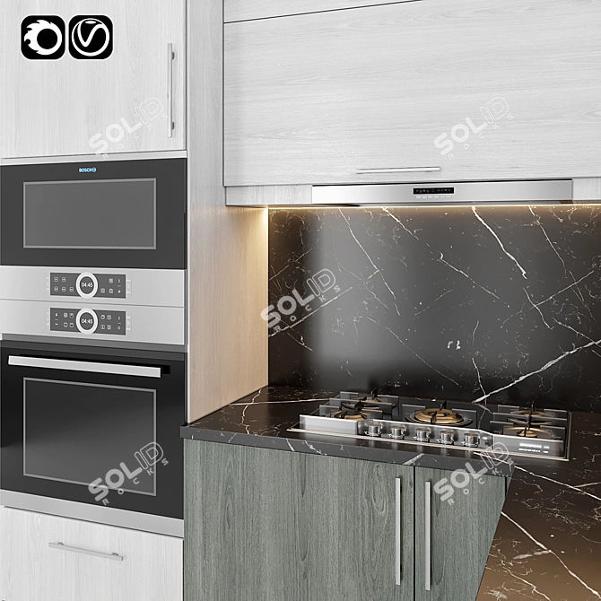 Modern Kitchen Set 3D model image 2