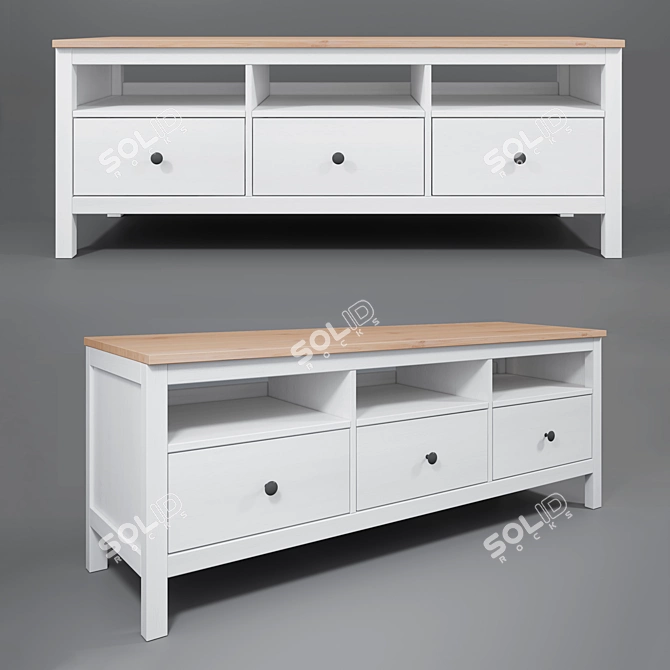 Ikea Hemnes TV Tumba - White Stained Pine 3D model image 1