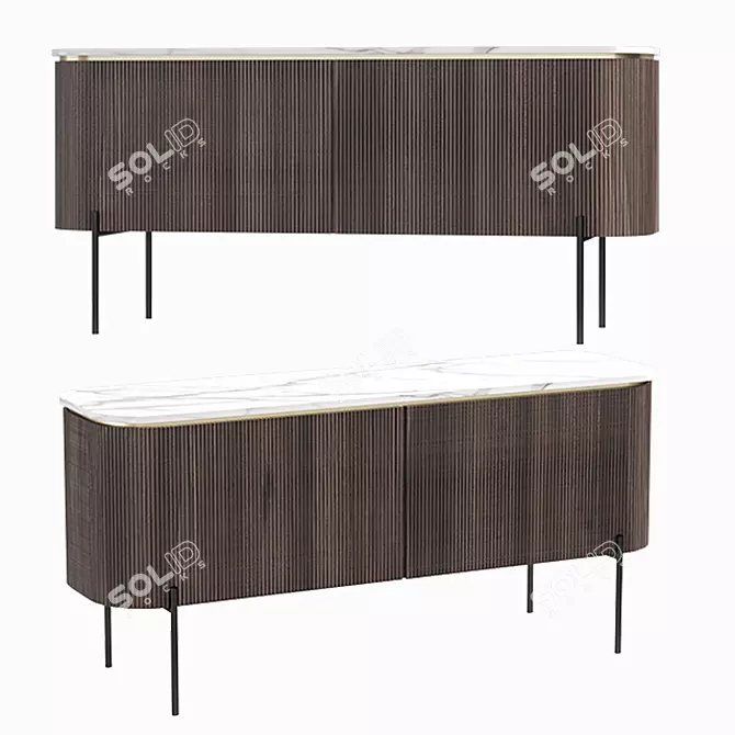 Prague Walnut Veneer Chest 3D model image 1