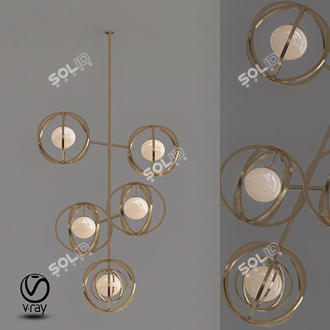 Golden Glow Metal Pendant Lamp 3D model image 1