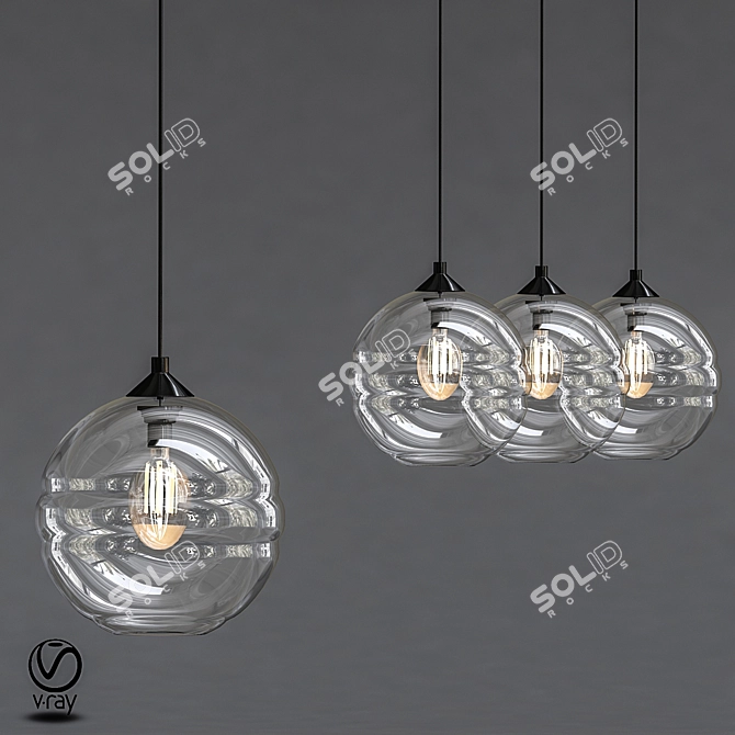 Crystal Clear Handblown Pendant 3D model image 1