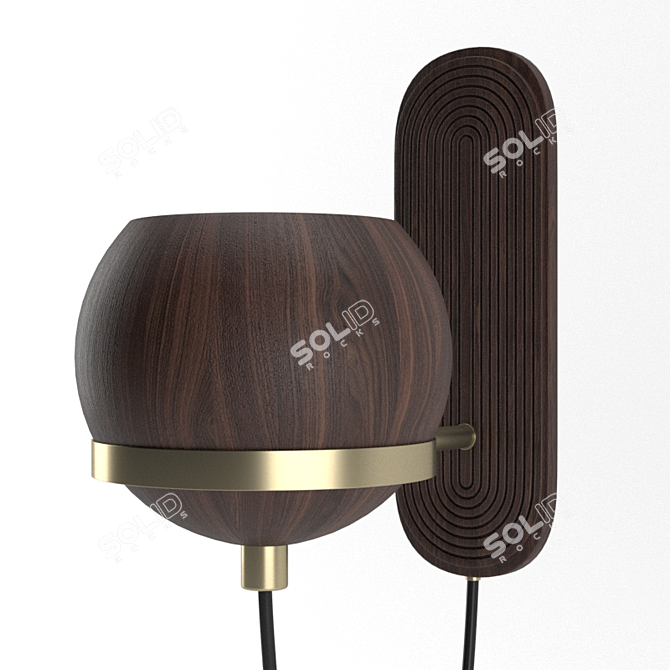 Handcrafted Walnut Wall Lamp 3D model image 2