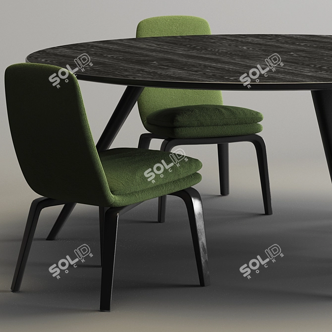 Modern Minotti Evans Table and York Chair Set 3D model image 3