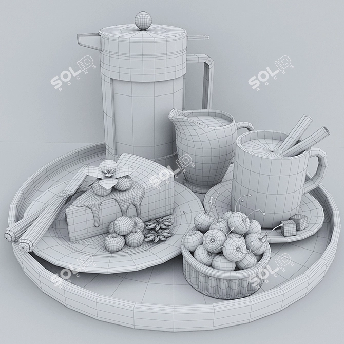 Indulgent Coffee & Cherry Cheesecake 3D model image 3