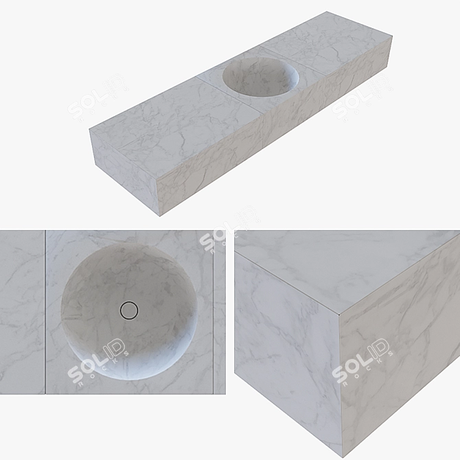 Elegant Alfeo Wall-Mounted Basin 3D model image 1