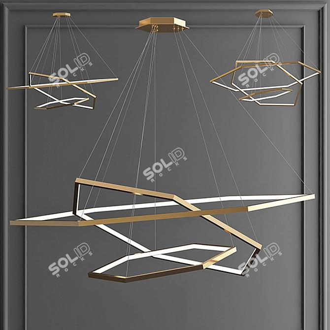 Gleaming Gold Modern Chandelier 3D model image 1