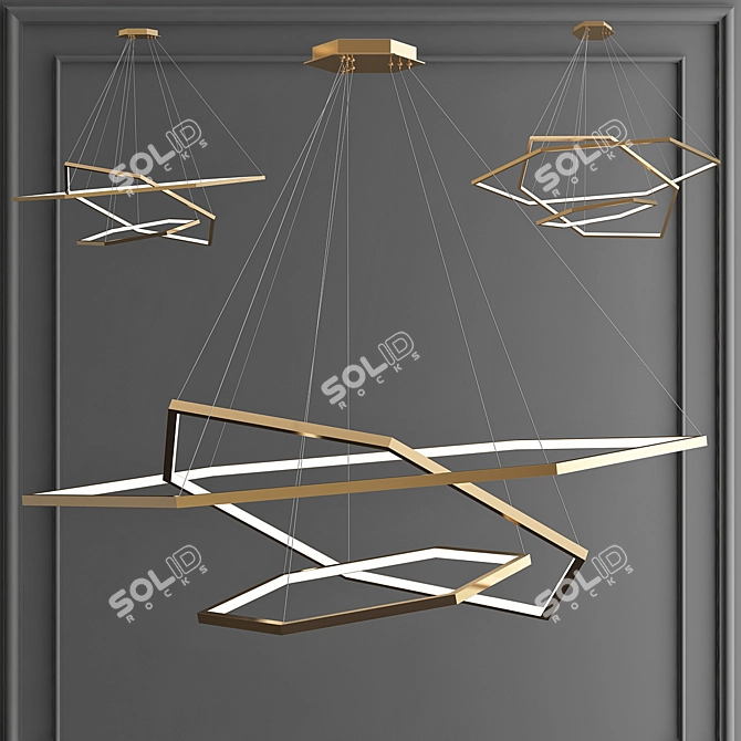 Gleaming Gold Modern Chandelier 3D model image 3