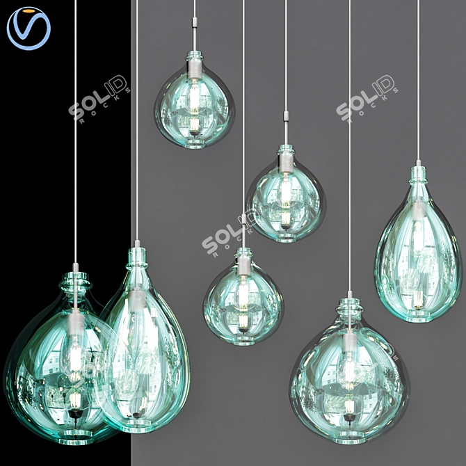 Elegant Glass Canopy Pendant 3D model image 1