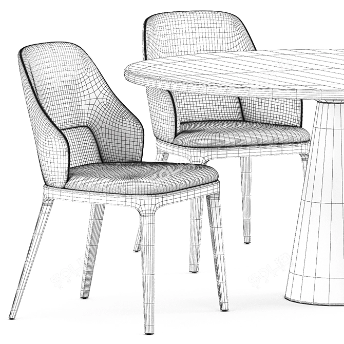DOA Frag, Leaf Neutra: Stylish Table and Chair Set 3D model image 10