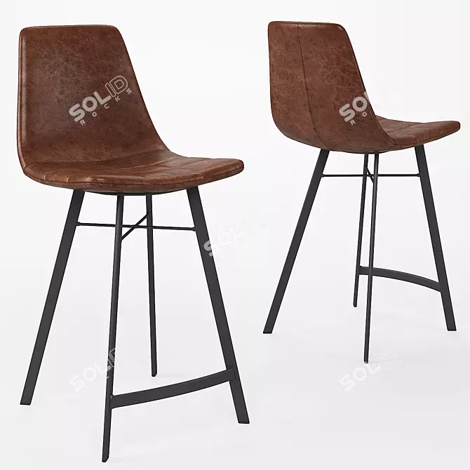 Aged Caramel Counter Stool 3D model image 1