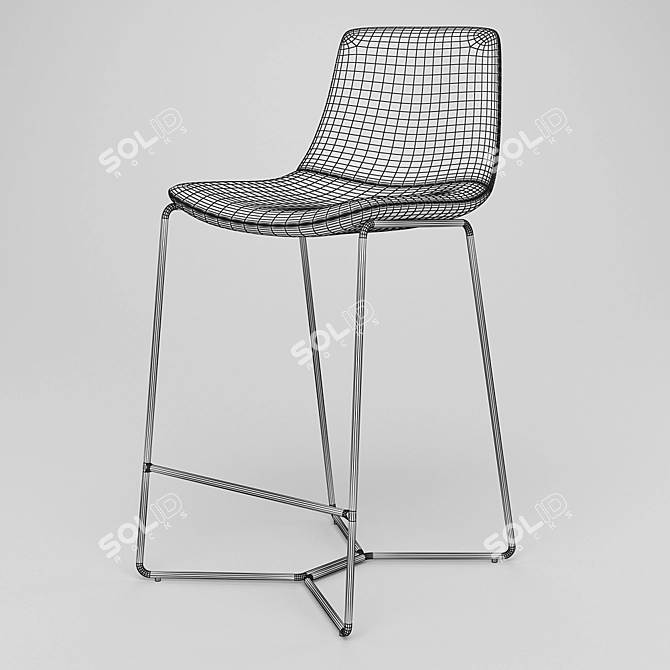 Sleek Upholstered Counter Stool 3D model image 3