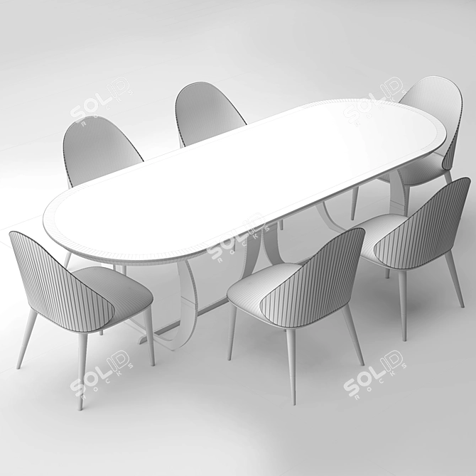 Elegante Italiano Dining Set | Table + Chairs 3D model image 3