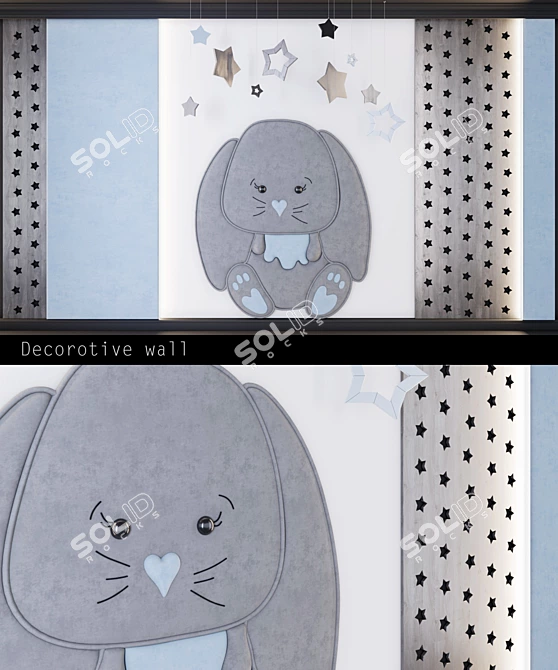 Bunny Paradise: Children's Wall Panels 3D model image 1