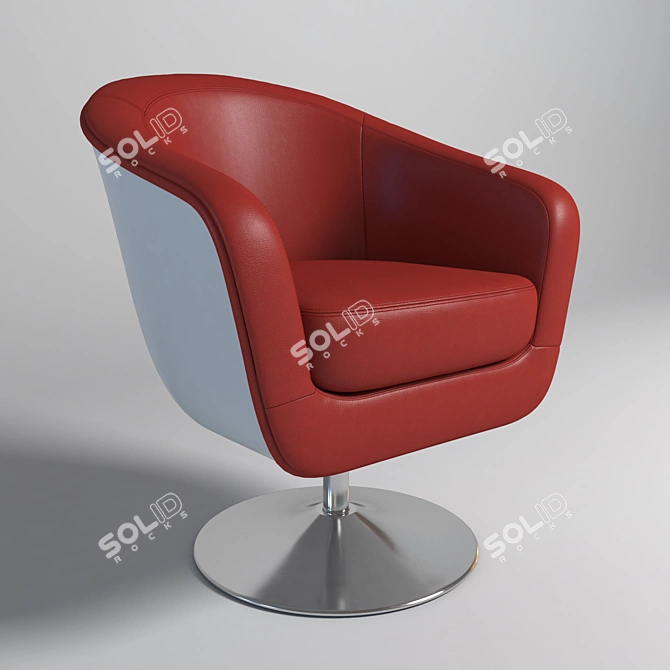 Sleek Red Leather Chair - Modern Design 3D model image 1