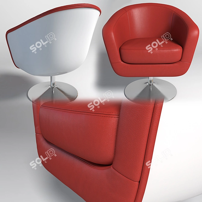 Sleek Red Leather Chair - Modern Design 3D model image 2