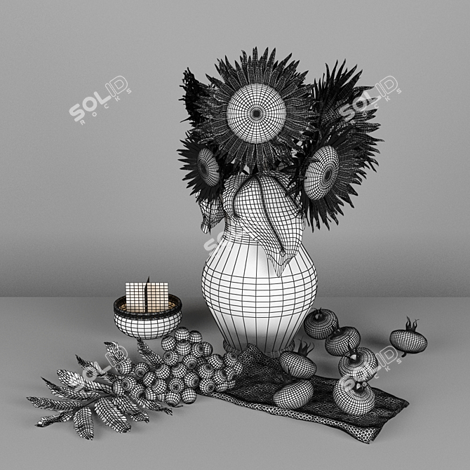 Sunflower and Mountain Ash Decor Set 3D model image 2